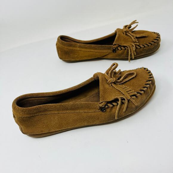 Minnetonka Moccasin Slip On Shoe Casual Tan Brown - 6 - Picture 5 of 7